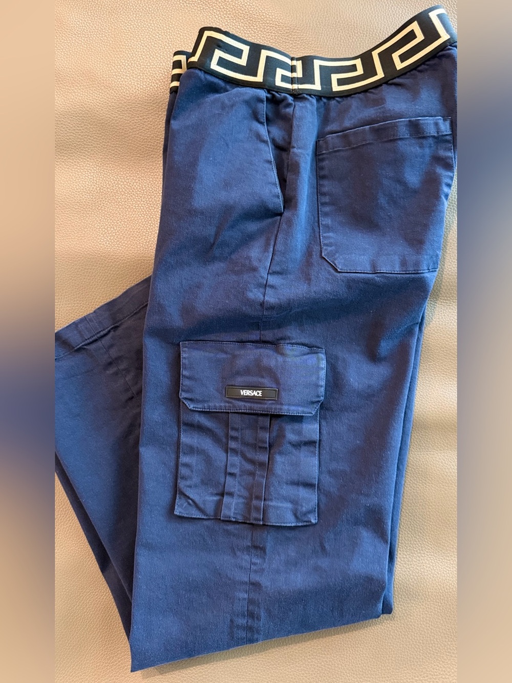 Versace Kids Greca logo-waistband cargo trousers